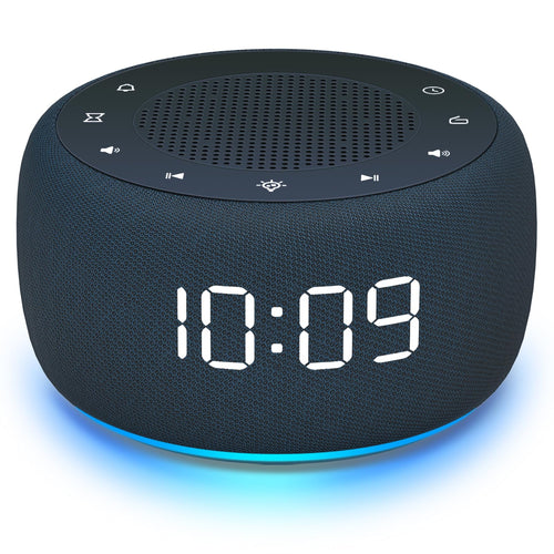 BUFFBEE Radiowecker mit Nachtlicht, UKW-Radio und Dimmer, Marineblau, Stoffdesign