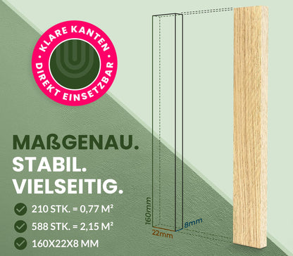 KERACRAFT KeraBlocks Holzklötzchen Eiche 588 Stück 160x22x8mm