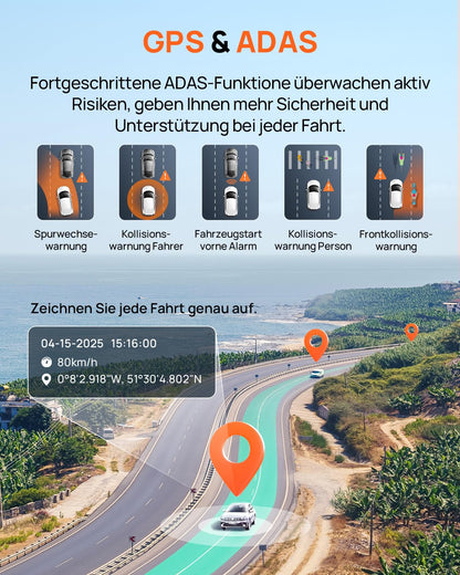 70mai A800SE Auto Dashcam Vorne/Hinten 4K GPS - inkl. 128GB SD