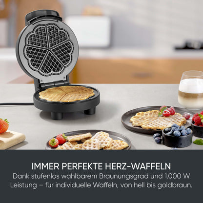 SEVERIN Waffeleisen Black Line WA 2117, Herzwaffeln, 1.000 W