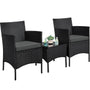 Yaheetech Gartenmöbel-Set 3-teilig, 2 Stühle & Tisch, PE-Polyrattan mit Sitzkissen