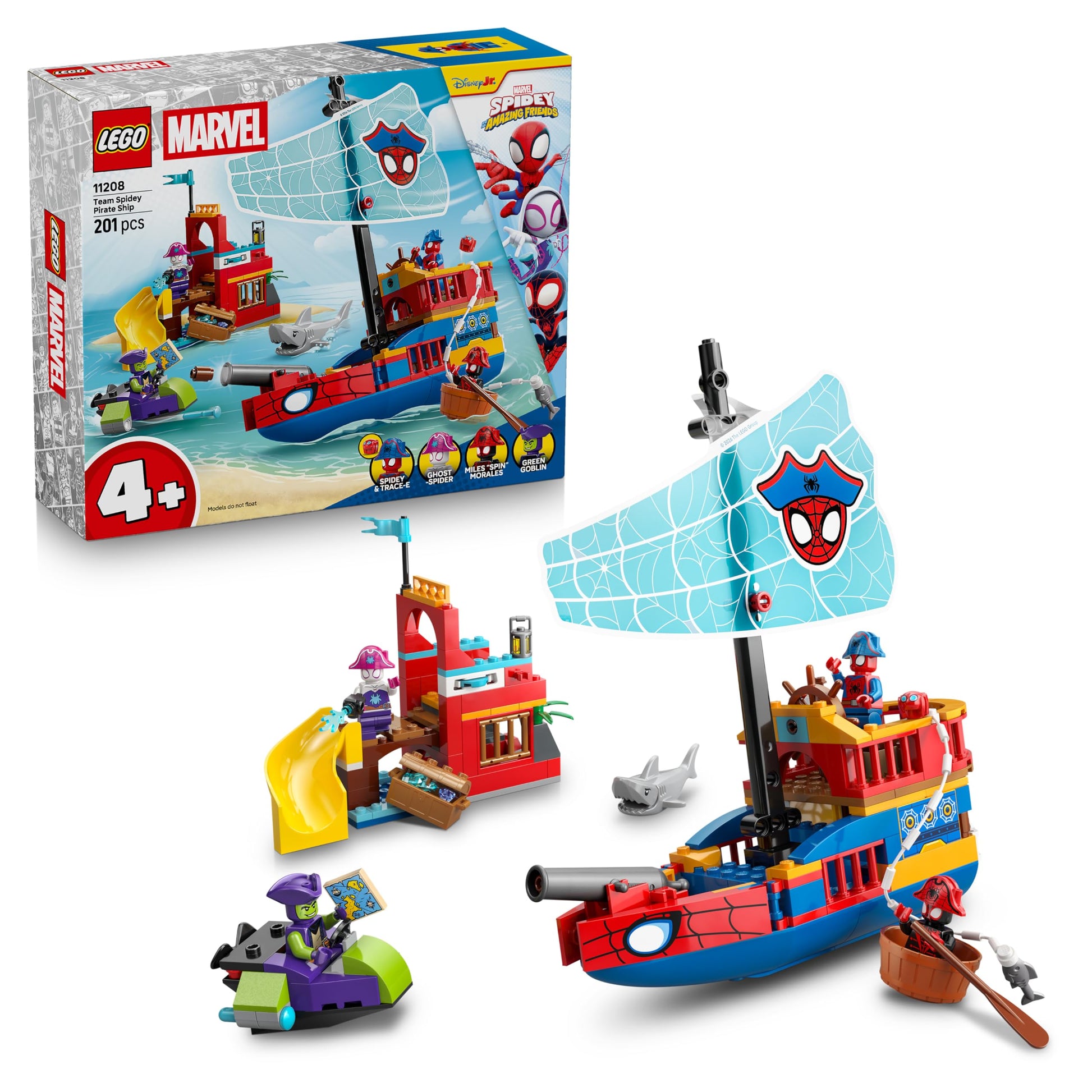 LEGO Marvel Piratenschiff von Spideys Team, Bauset 11208 – baubares Schiff mit Minifiguren und Kanone
