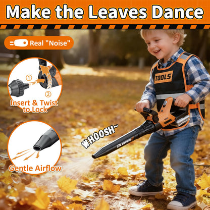 KidBloom 2-in-1 Kinder Rasenmäher & Laubbläser mit Sound und Kostüm