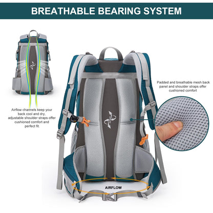 Mountaintop Wanderrucksack 40L mit Regenhülle, Blaugrün