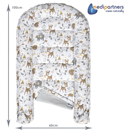 Medi Partners Babynest Set 5-teilig – Reh mit Grauem Minky