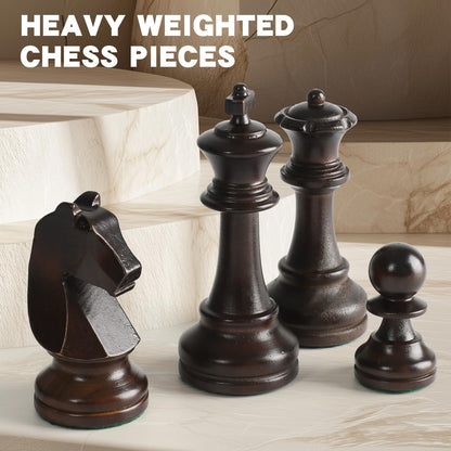 Puecrof Schachfiguren Set – 32 Staunton Holzfiguren, König 9,5 cm