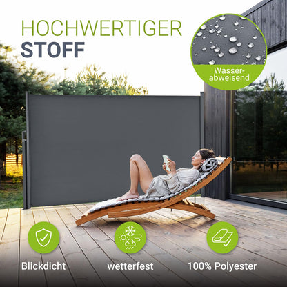 Juskys Seitenmarkise Dubai ausziehbar 500x200cm - Anthrazit
