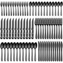Pleafind Besteck Set 12 Personen, 72-teilig, Edelstahl, schwarz, mit Ess- und Steakmessern