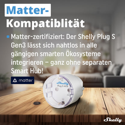 Shelly Plug S Gen3 WLAN-Steckdose mit Leistungsmessung, 4er-Set