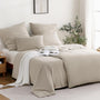 ATsense Bettwäsche 4teilig Baumwolle 135x200 cm Beige. Beige Baumwoll-Bettwäsche für Schutz und Schlafkomfort.