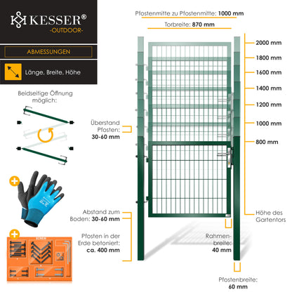 KESSER® Premium Gartentor Stabmattenzaun verzinkt – 140x106cm Grün