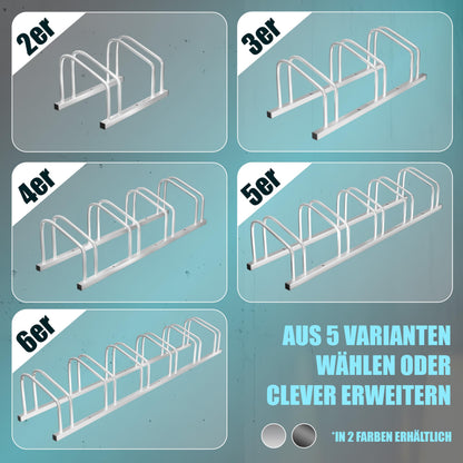 KESSER Fahrradständer für 6 Fahrräder, Boden-/Wandmontage, Silber