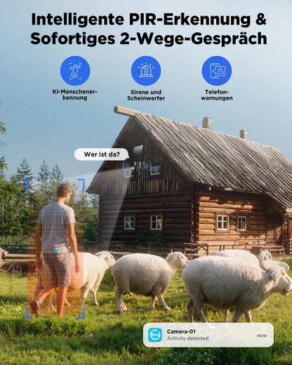 NUASI TC18 4G Überwachungskamera für aussen, Solar, SIM-Karte, 2K