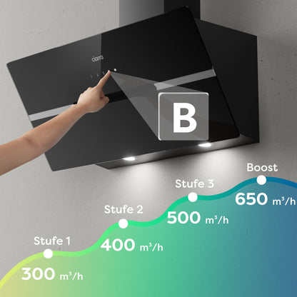CIARRA CBCB9736F Kopffreie Dunstabzugshaube 90cm Schwarz Wi-Fi