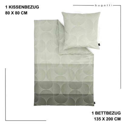 bugatti Kreise Grafisch Mako Satinbettwäsche - Grün 135x200 cm