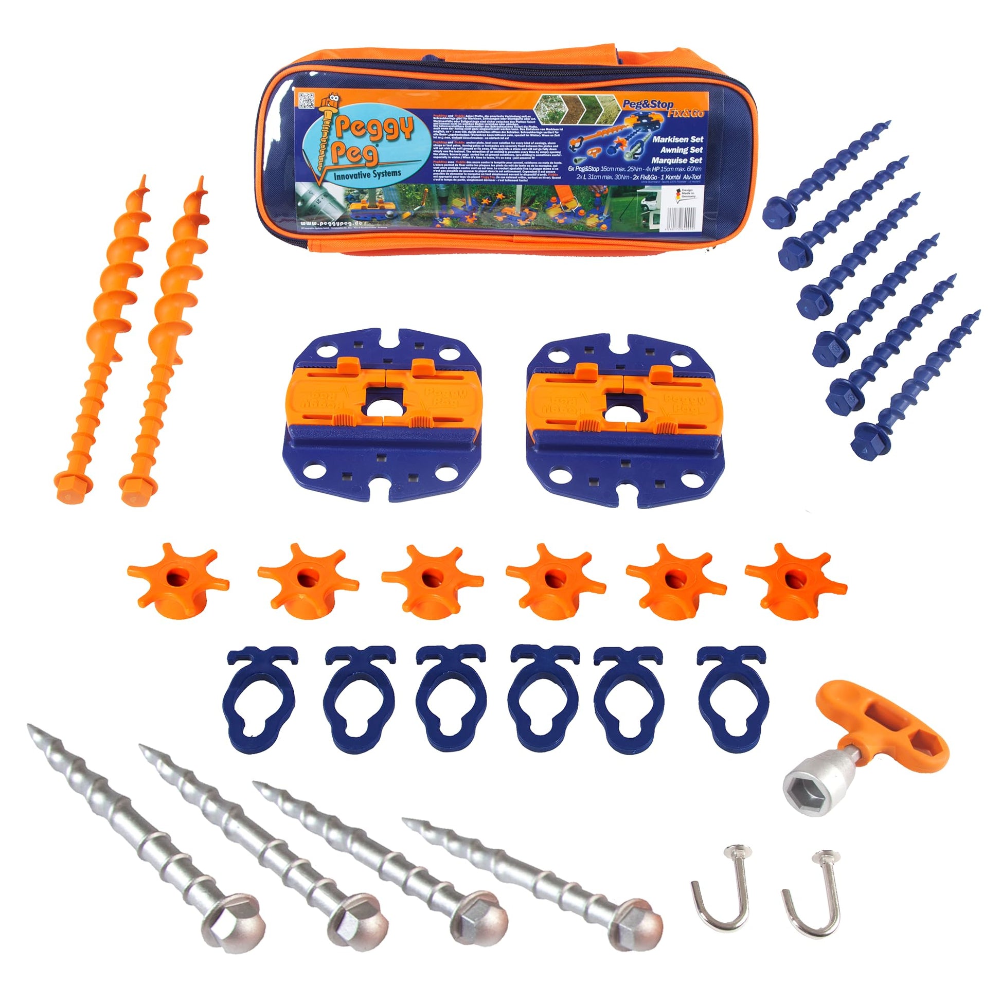 Peggy Peg Markisenset Fix&Go Ankerplatten 2.0 mit Schraubheringen und Aufbewahrungstasche