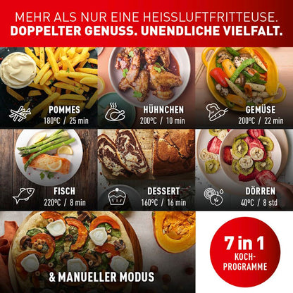 Tefal Dual Easy Fry Heissluftfritteuse Doppelkammer - Schwarz EY9018