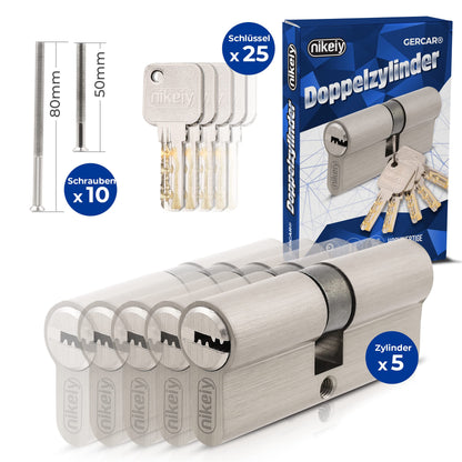 GERCAR Pro Gleichschliessend 5er Profilzylinder Set 40/50