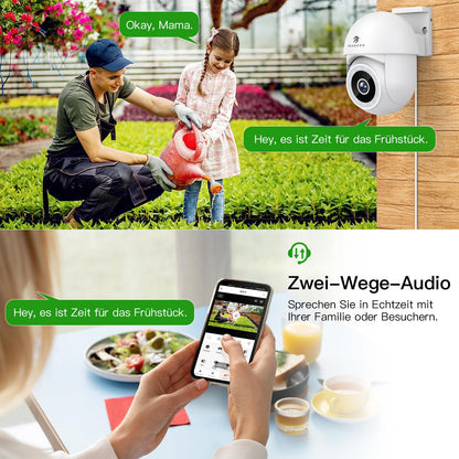 Menborn 2.5K Aussen IP Kamera – WLAN 360° Flutlicht Nachtsicht