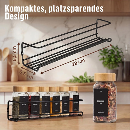 Deco haus Gewürzregal Wand ohne Bohren, 4er Set mit 24 Gewürzgläsern