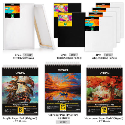 VISWIN Künstlermalset 147-teilig Profi mit Kofferstaffelei