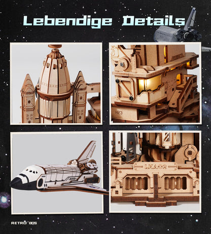 ROKR Space Shuttle LKA02 3D Holzpuzzle Modellbausatz mit Startbasis
