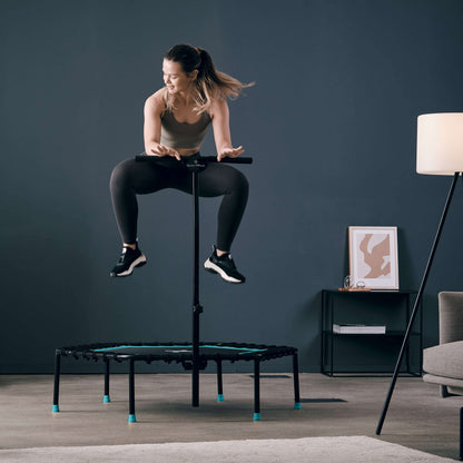 SportPlus Fitness Trampolin Indoor – Haltestange, Gummiseile