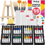 Chalkola Acrylfarben Set mit Staffelei, 32 Farben, 10 Leinwände – mit Pinseln und Mischpalette