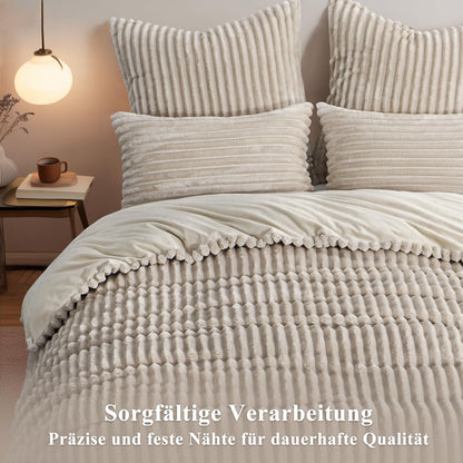 RUIKASI Teddy Fleece Winter Bettwäsche Set – 200x220 Beige