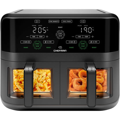CHEFMAN Doppelkorb Heissluftfritteuse 5.6L Digital - Schwarz
