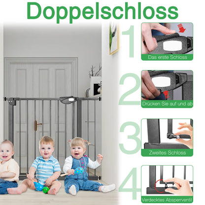 UISEBRT Treppenschutzgitter ohne Bohren, 105-115 cm, Metall, Schwarz