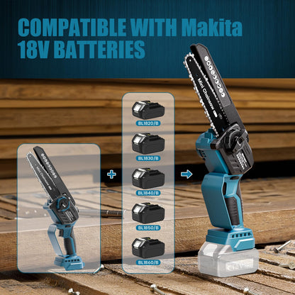 Mini Kettensäge 6/8 Zoll Bürstenlos – Makita 18V kompatibel, Ohne Akku