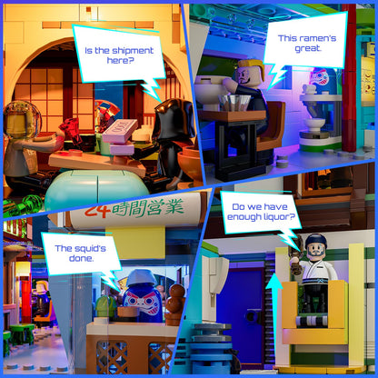 FUNWHOLE Cyberpunk Japanisches Izakaya LED-Baustein Set