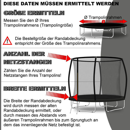 Baunsal Trampolin Randabdeckung Ø 305 cm, 20 mm stark, schwarz