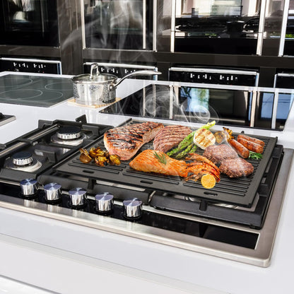 Onlyfire Grillplatte Gusseisen emailliert, Wendeplatte 48,5 x 40 cm