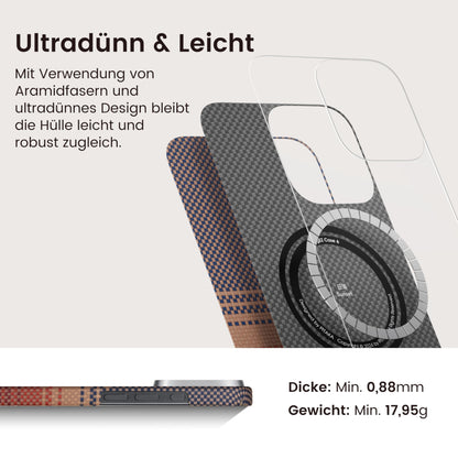 Pitaka iPhone 16 Pro Hülle Aramidfaser Magsafe – Sonnenuntergang