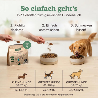 Hunderunde Gras & Kotfressen Pulver Futtertopping Magen & Darm 250 g
