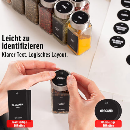 Deco haus Gewürzregal Wand ohne Bohren, 4er Set mit 24 Gewürzgläsern