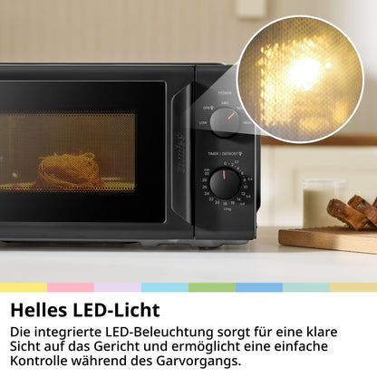 Comfee CMO-MP012ND(BK) Mikrowelle 20L, 700W, Schwarz mit Drehteller