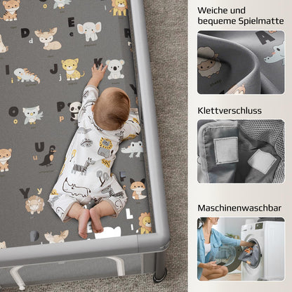 SPRX Baby Laufstall faltbar mit Matte, 127 x 127 cm, inkl. 30 Bälle