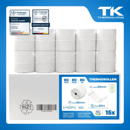 THERMALKING Thermorollen 80 x 80 x 12 mm, 80 m, 15 Stück