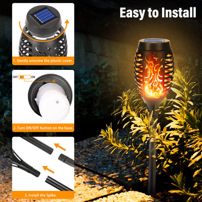 Qedertek Solar Gartenfackeln mit Flammeneffekt, 12 LED, 12 Stück