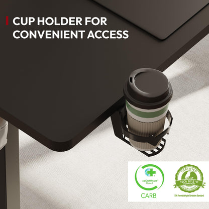 SANODESK Höhenverstellbarer Schreibtisch 110x54 cm - Schwarz