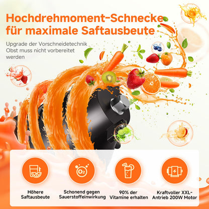 AOBOSI Entsafter Slow Juicer - 135MM XXL Einfüllöffnung