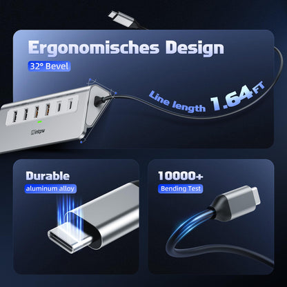 Intpw P9R PRO USB C Hub 10-in-1 Docking Station 4K HDMI PD 100W