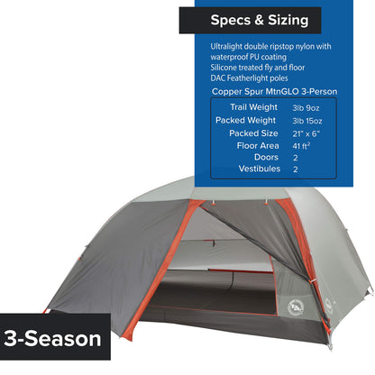 BIG AGNES Kupfersporn Zelt – 3 Personen, Silbergrau