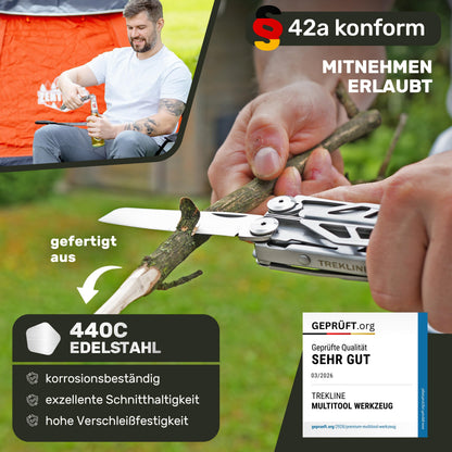 TREKLINE Multitool Breath F27, Multifunktionswerkzeug 440C Edelstahl