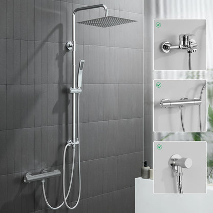 Auralum Regendusche Duschsystem Edelstahl ohne Armatur 30x30 cm Chrom