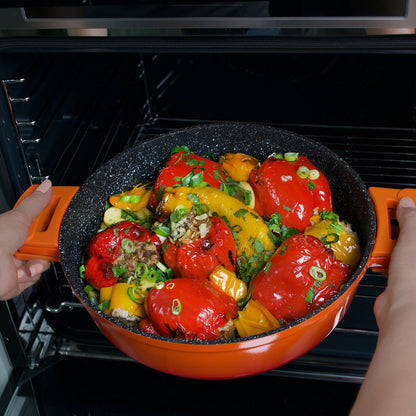 STONELINE Cocotte Bräter Aluguss 28 cm Induktion – Ofenrot