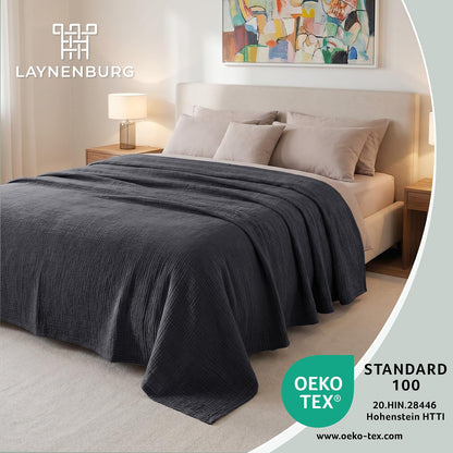 LAYNENBURG Musselin Tagesdecke 150x200 cm, 100% Baumwolle, Mintgrün